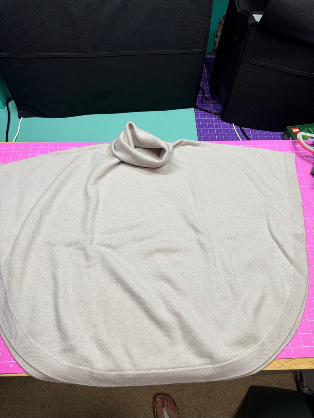 ANTONIO MELANI Light Taupe Turtleneck Poncho